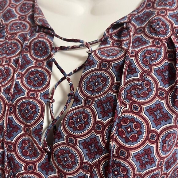 Joie 100% Silk Mini Dress XS Purple Corra B Tassel Tie Medallion Print Boho - Picture 5 of 15